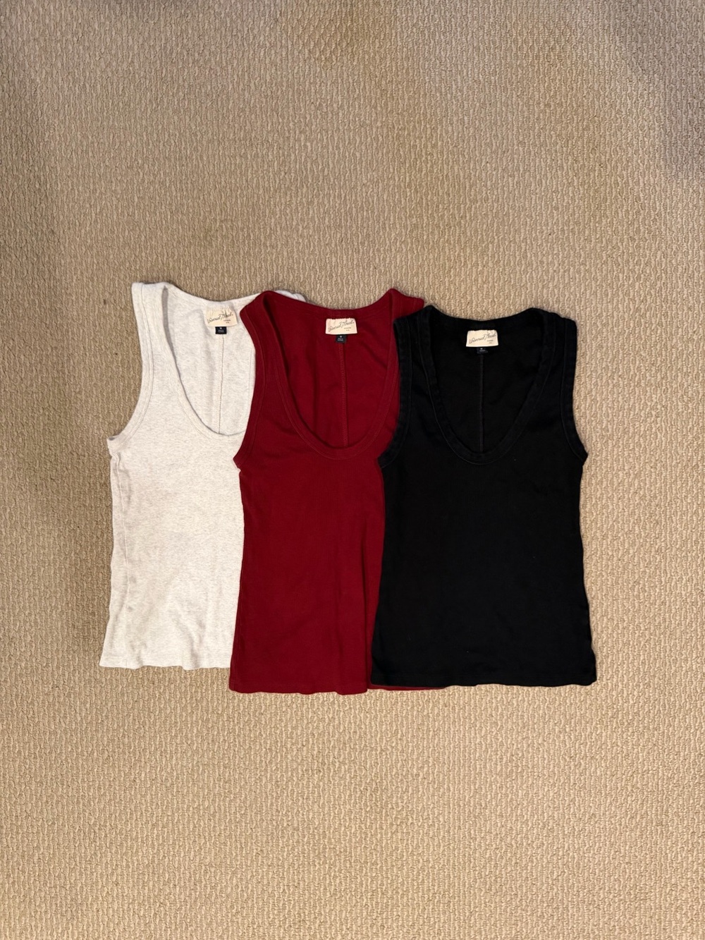 Women's Ribbed Scoop Tank Bundle - Black, Burgundy, White - Picture 1 of 4